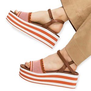 kate spade Pink and Brown Striped Platform Sandals
